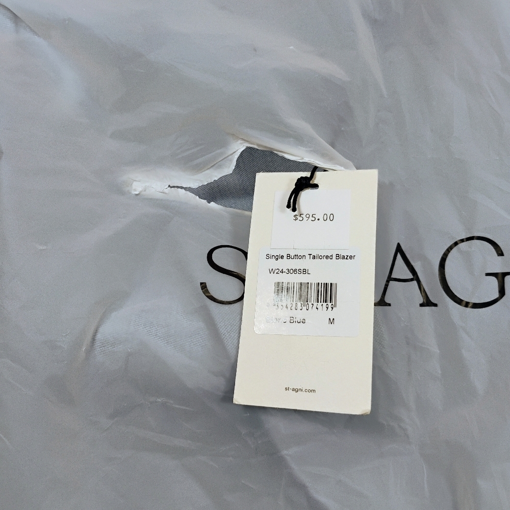 St Agni Slate Blue Wool Blend Blazer Medium NWT - Picture 8 of 9